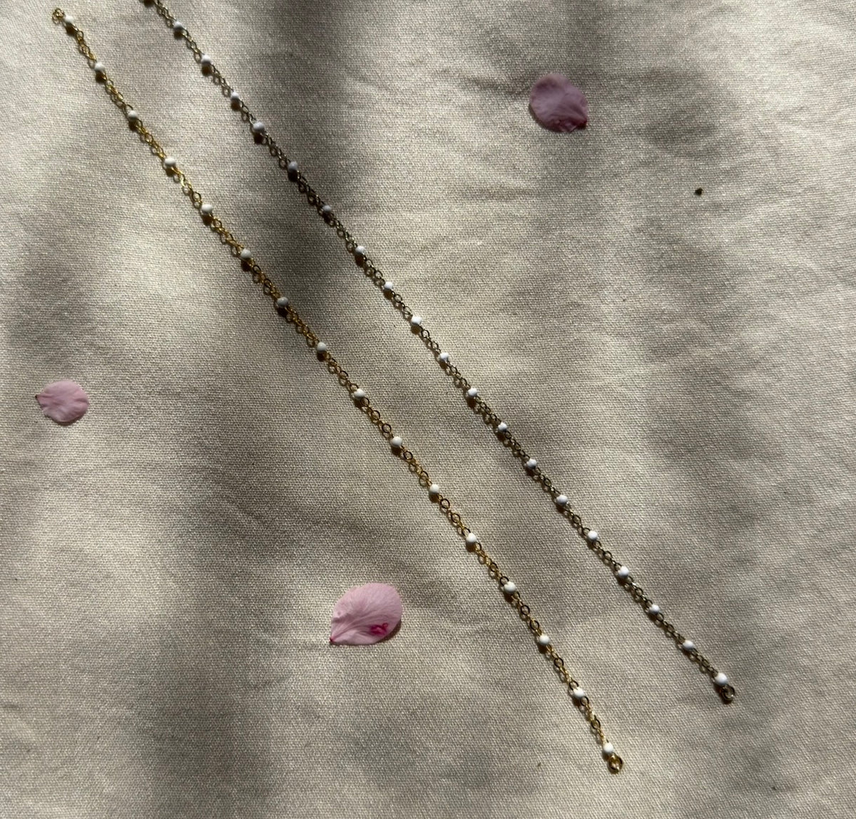 Cable enamel permanent jewellery chains in gold and silver by Aura-Link Jewellery Perth.