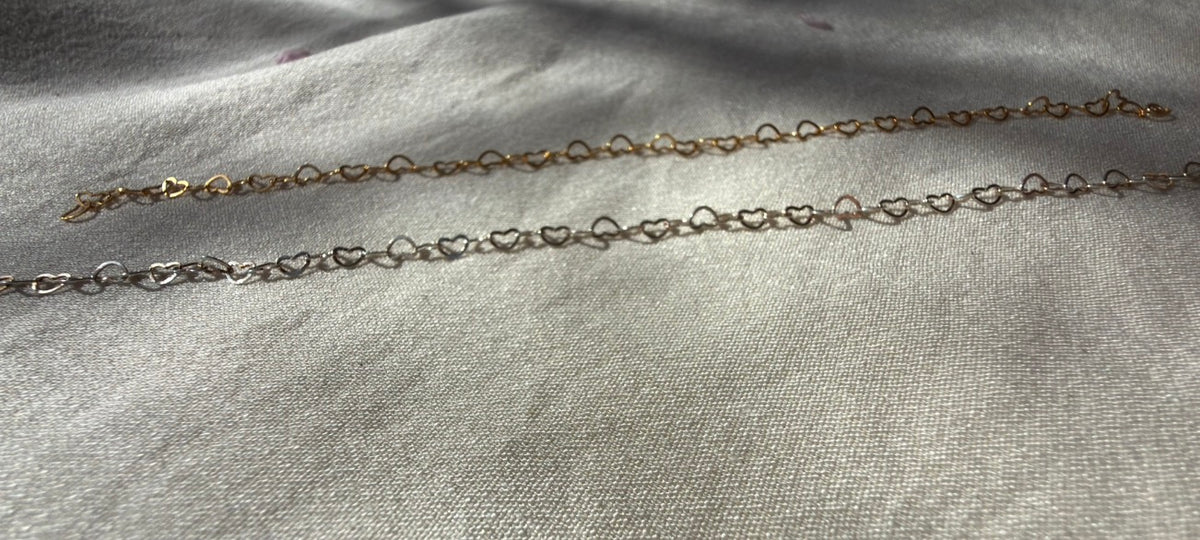 Hearts chain permanent jewellery by Aura-Link Jewellery Perth