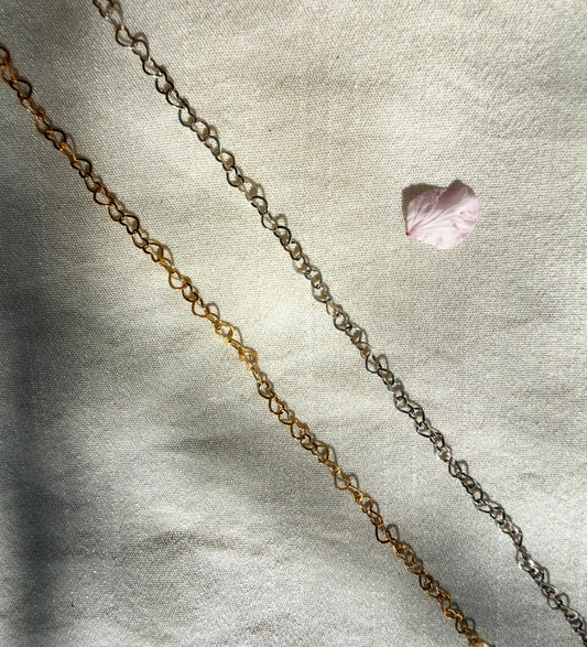 Hearts chain permanent jewellery by Aura-Link Jewellery Perth